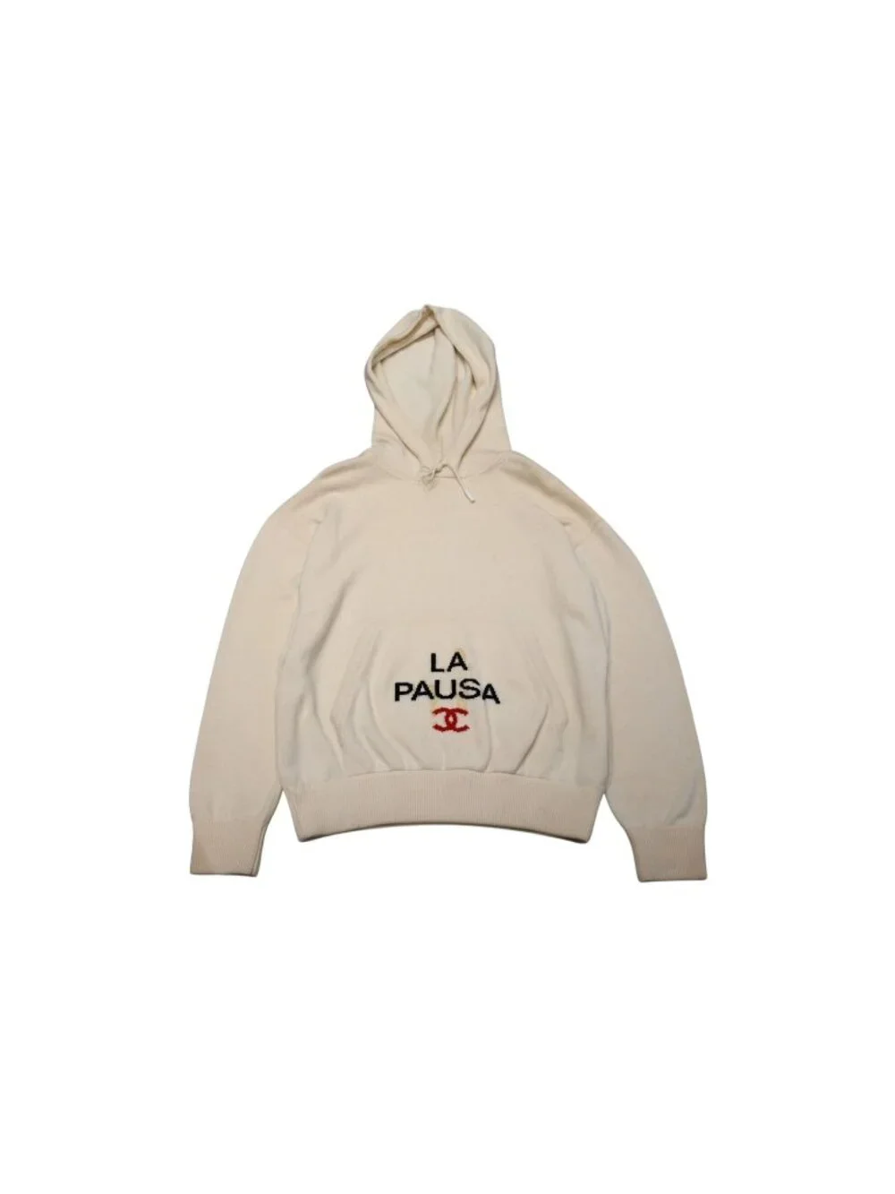 Chanel la Pausa Hoodie CC Logo Cashmere Ivory 46